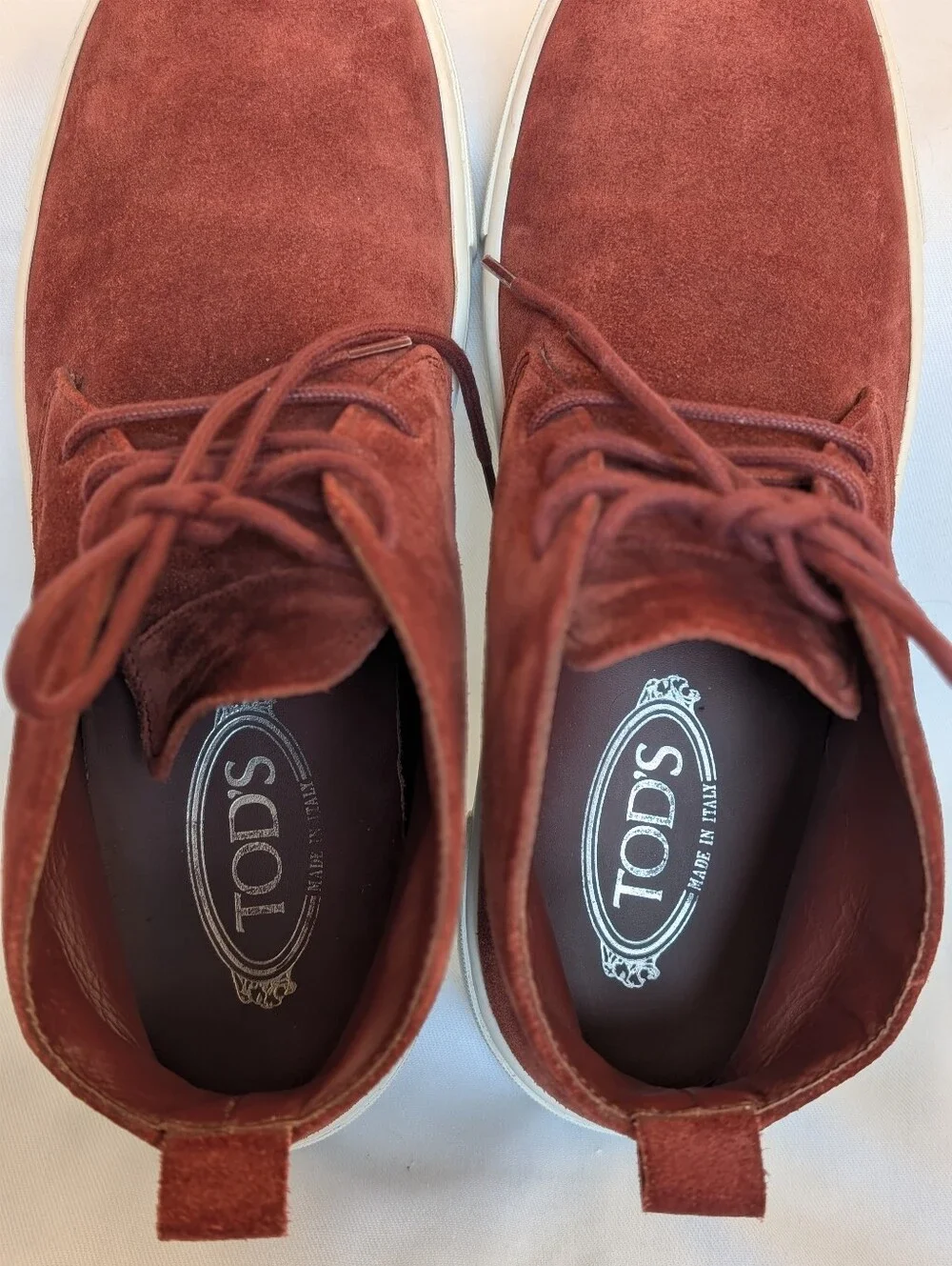 Tod’s Men’s Suede Chukka Boots Burgundy Made in Italy Size 8.5